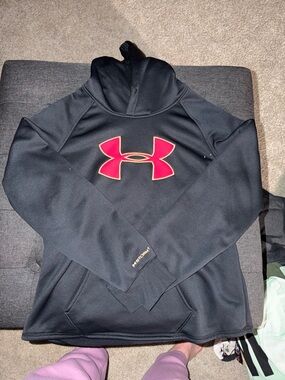 Under Armour Black Hoodie with pink Logo